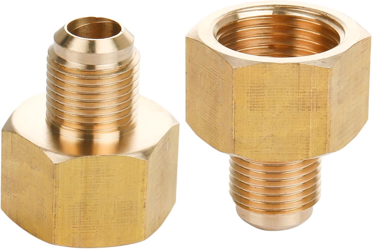 pijpadapter - 5/8" SAE vrouwelijk naar 3/8" SAE Male Flare - messing buisfitting reductiemiddel adapter voor airconditioner koeling (2 stuks)