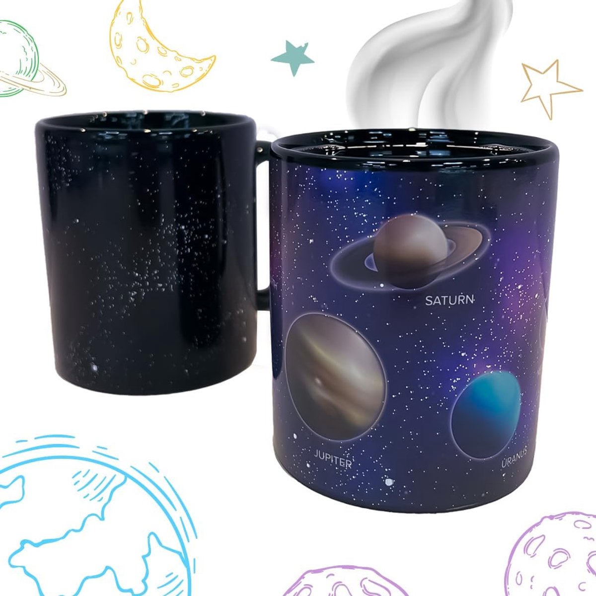 mok, astronaut mok, ruimtevaart koffie mok met kleurverandering, astronomie geschenk, 330 ml