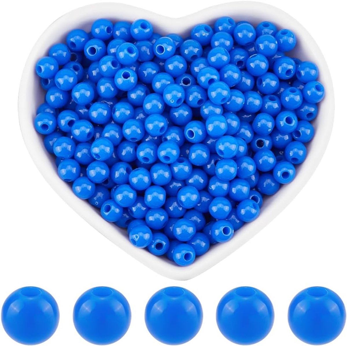 1000 stuks ronde blauwe kraal 6 mm acryl ondoorzichtige kralen bulk kleine gladde losse kralen sieraden plastic bal spacer kraal voor sieraden maken armbanden kettingen oorbellen