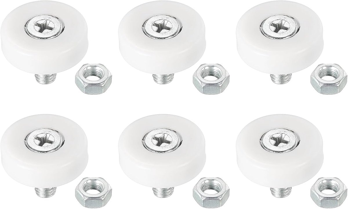 22 mm laderollen, 6 stuks plastic ladekrol vervangende wielen met kleine katrol met moeren