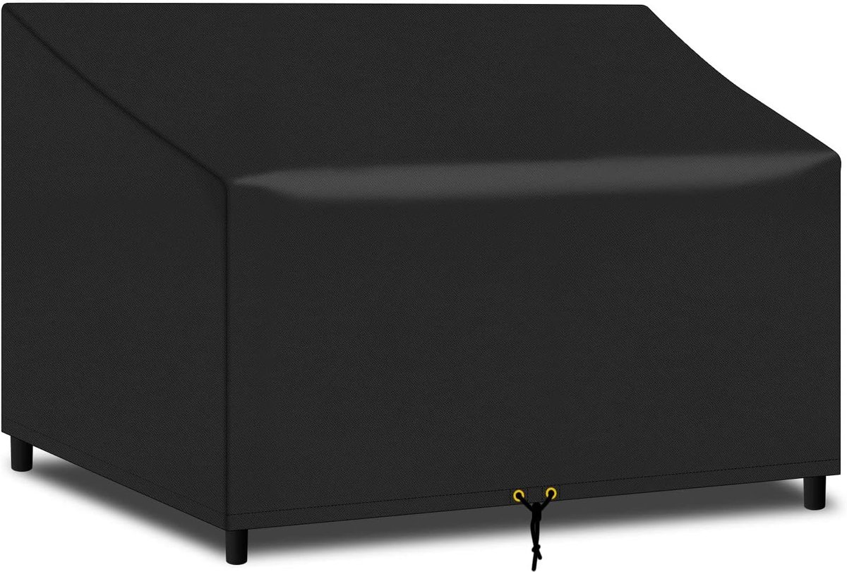 Afdekking voor 4-zits tuinbank, waterdicht, met luchtuitlaat, 193 x 66 x 63/89 cm, voor tuinbank, 420D, Oxford, zwart