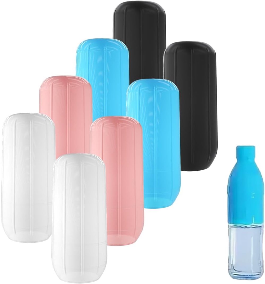 8 stuks siliconen flessenhoezen, toiletartikelafdekkingen voor lekbeveiliging, outdoor, reizen, elastische hoes, herbruikbare reisaccessoires voor shampoo, douchegel, flessen, beschermhoes, 8