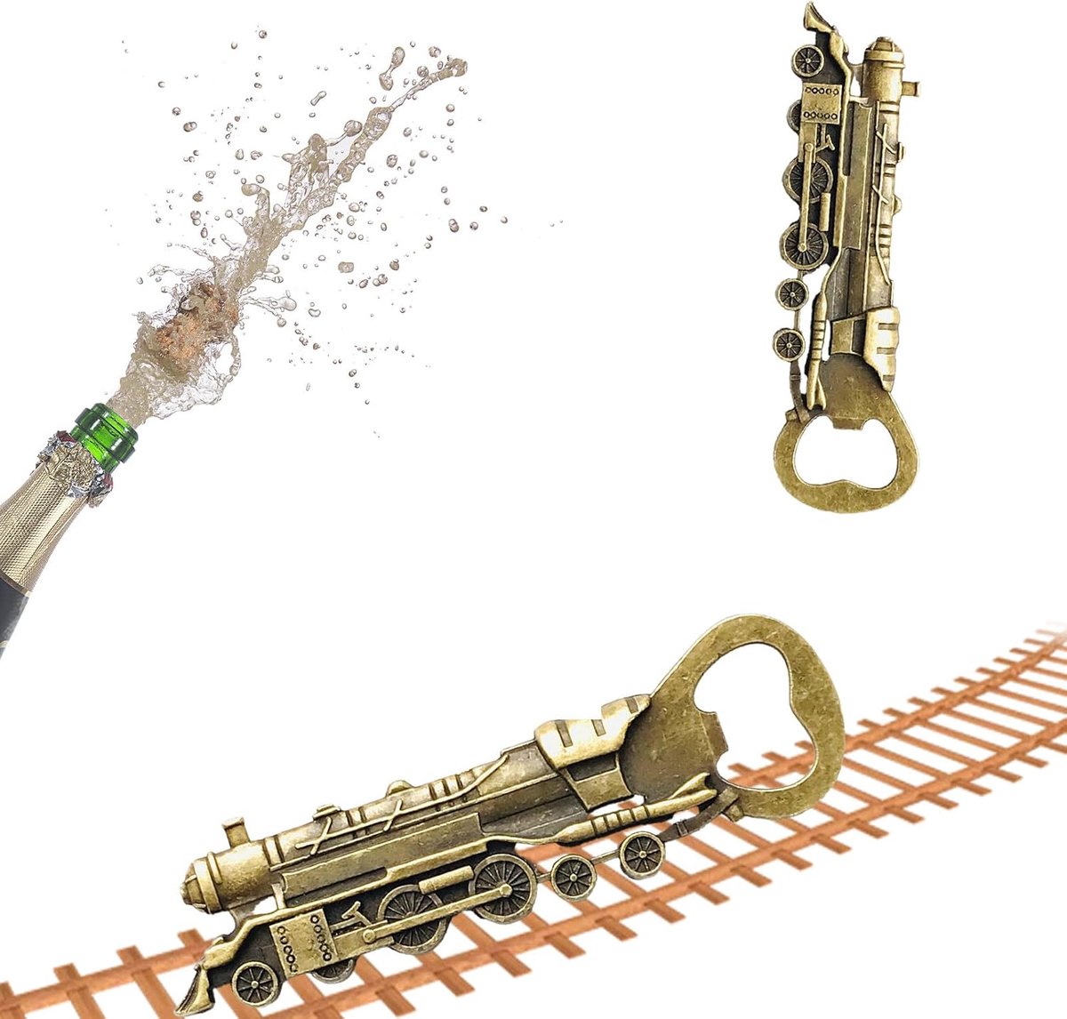 Flesopener, Stoomlocomotief, Spoorwegflesopener, biercadeaus voor mannen, gepersonaliseerde cadeaus voor mannen, draagbare bierflesopener voor hem, vader, echtgenoot, opa, vriend