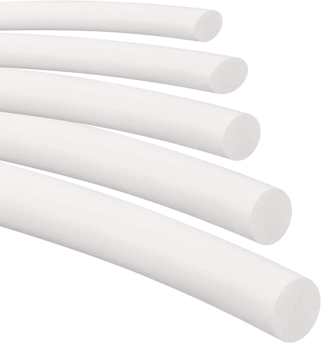 siliconen schuimafdichtingsstrip Dia 10 mm x 5 m lang, ronde massieve spons witte strip zacht duurzaam voor DIY, afdichting, schuim buis