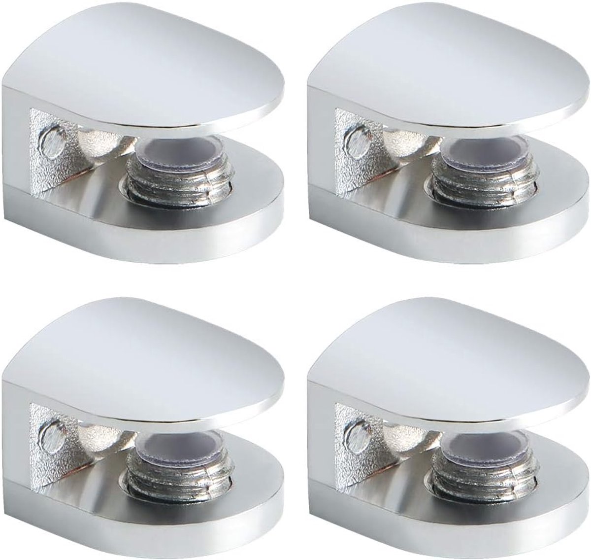 Massief Klem Scharnier Plank Steun Muur Gemonteerd, Adaptieve 5-8MM Dikte Glas, Roestvrij Staal Gepolijst Afgewerkt, 4 Stuks, EBL1010-4P | Glazen vloerdrager, klemhouder, zinklegering, glasplank, houder, klembevestiging voor glas, acryl en hout