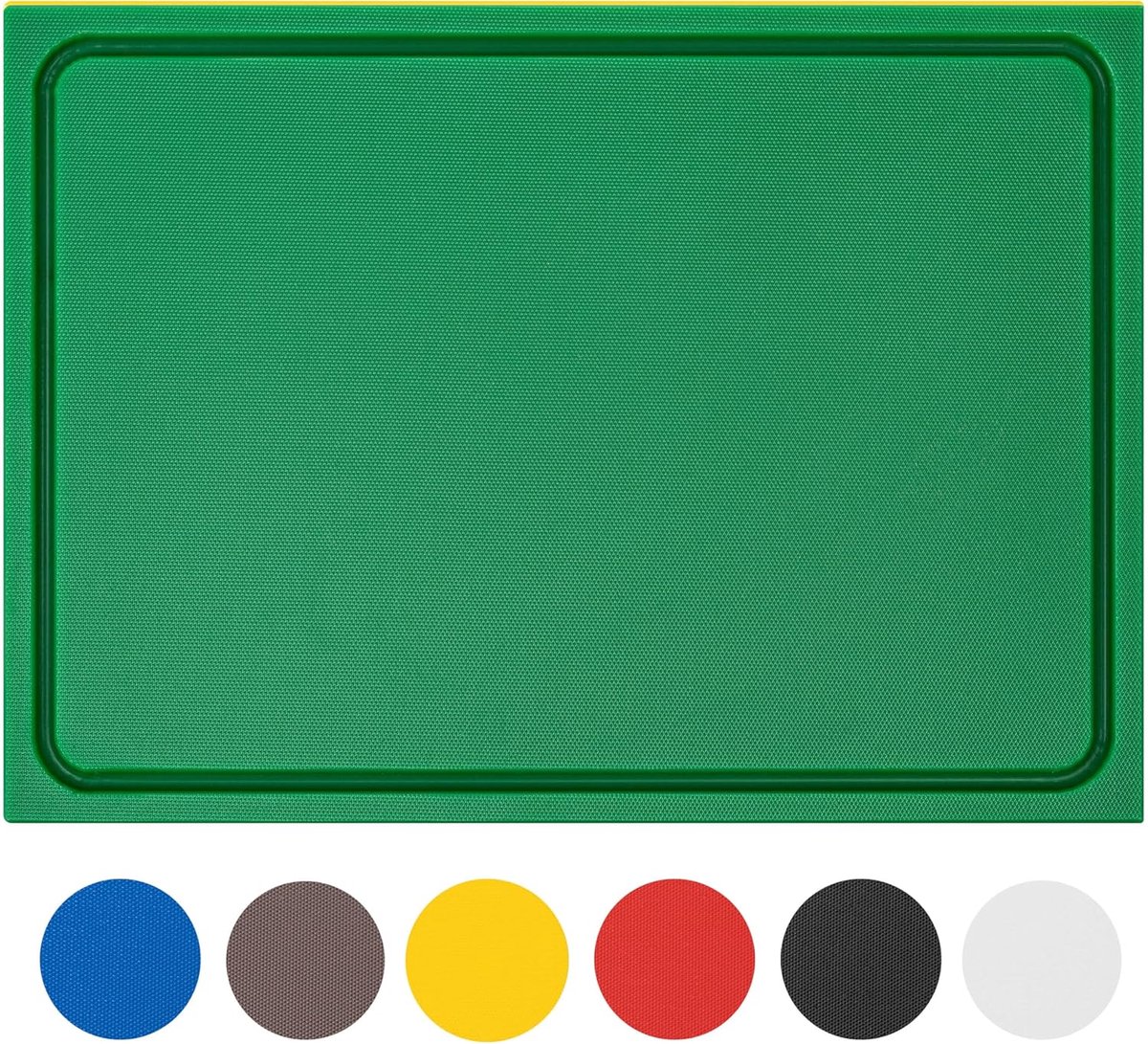 stevige kunststof snijplank | groen, 60x40x2 cm | vaatwasmachinebestendig, EXTRA dik, | kleuren & maten selecteerbaar | HACCP groente & fruit snijmatten | hakplank met sapgeul