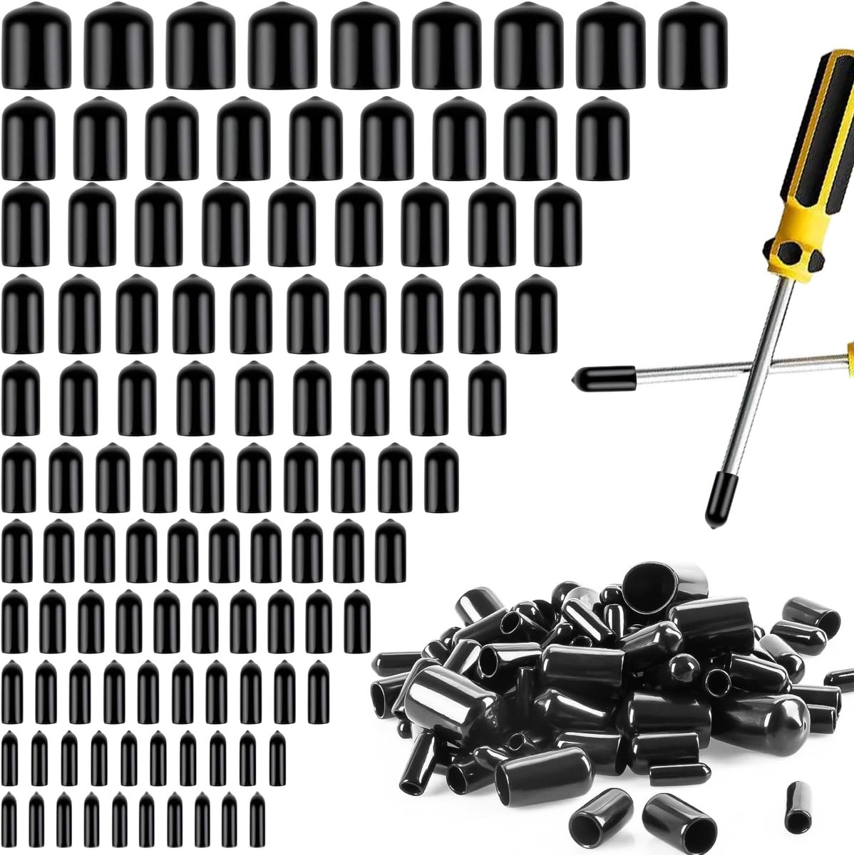 200 stuks rubberen eindkappen 1,5/2/3/4/5/6/7/8/9/11/15 mm beschermkappen voor schroeven, ronde pvc-vinyl rubberen doppen voor schroeven, draadkabels, metalen staven, elektrische kabels