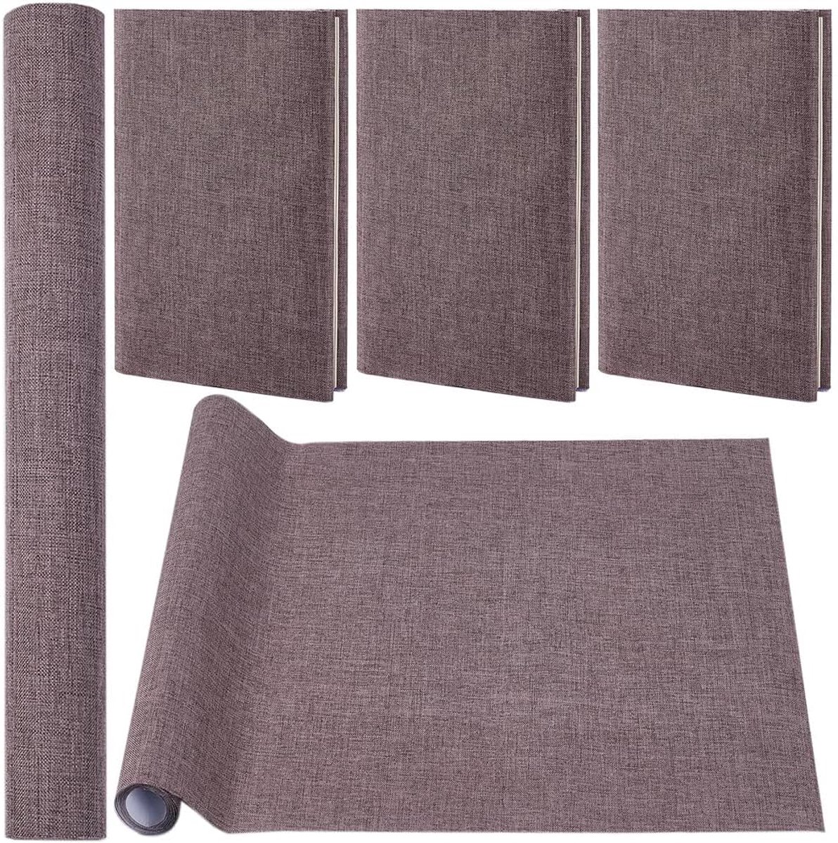 Linnen kaftdoek van 130 x 30 cm voor boekenbinding, stoffen oppervlak met papieren achterkant voor album‘s, scrapbooking, doe-het-zelf opslagbescherming bindingsbenodigdheden, koffiekleurig