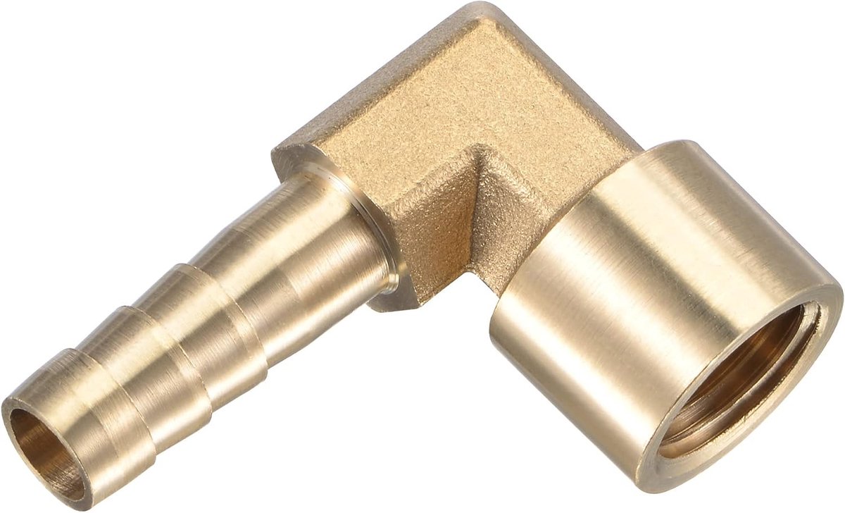 METERXITY Messing Slang Weerhaakfittingen - 90 Graden Elleboog Messing 8mm Weerhaak Connector Van toepassing op Water Brandstof (G1/4 Vrouwelijke Pijp)