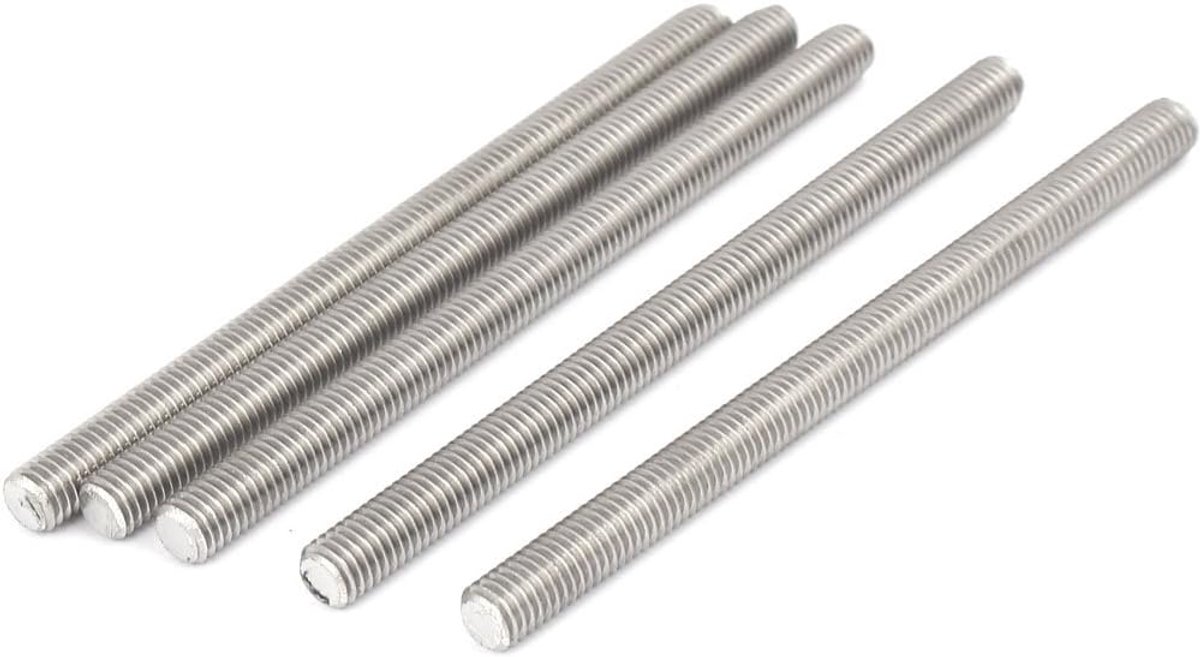 M8 x 120 mm verdeling 1,25 mm 304 roestvrij stalen draadstang, 5 stuks