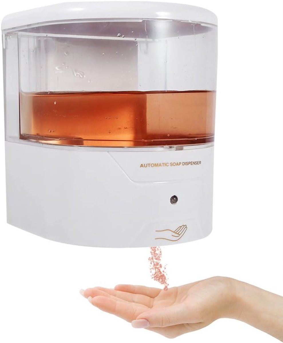 zeepdispenser voor wandmontage met led-display, automatische infraroodsensor, automatische contactloze zeepdispenser, werkt op batterijen, voor badkamer, keuken, scholen, hotels,