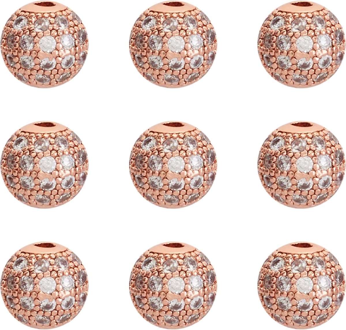 Kralen 8mm Real Rose Vergulde Metalen Spacer Losse Kralen voor DIY Armband Ketting Sieraden Maken