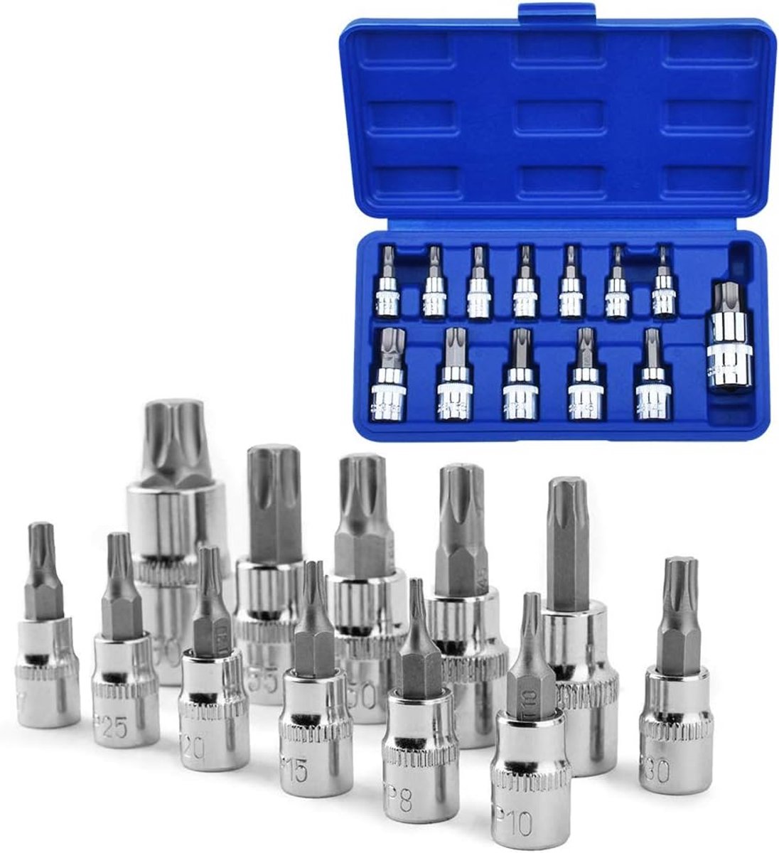 13st Torx Socket Schroevendraaier Bit Set T8-T70 S2 Stalen Bit Socket Tool Kit Interne Mannelijke Veiligheid Hoofd Veiligheid Hoofd Schroevendraaier SetTorx Bit Star Socket Set Reparatie Tools