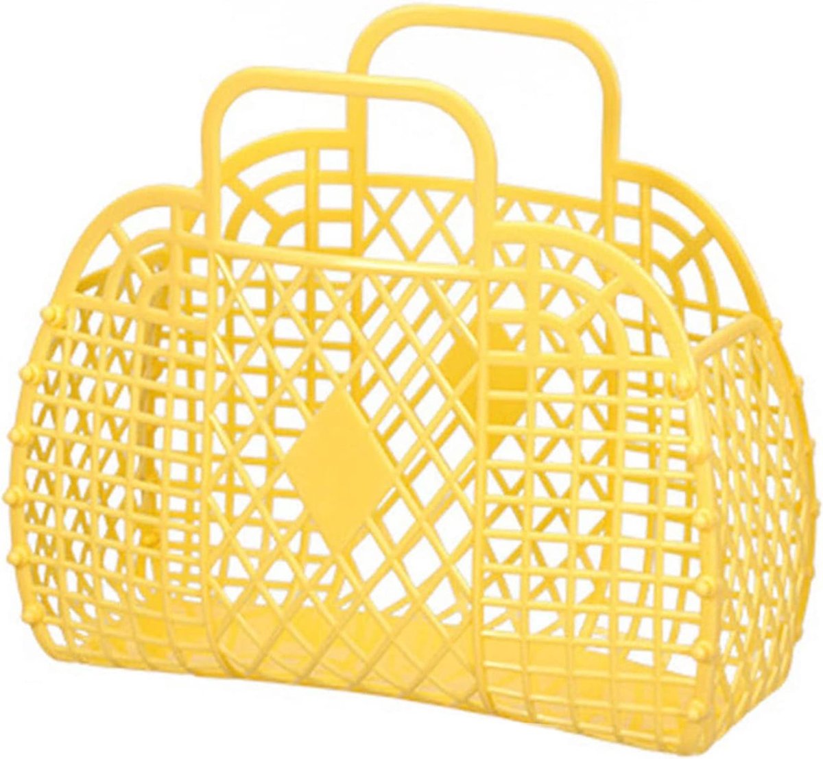 opbergmand, plastic herbruikbare draagbare opvouwbare tas voor strand, thuis, nachtkastje, winkelen, speelgoed, kleding (geel)