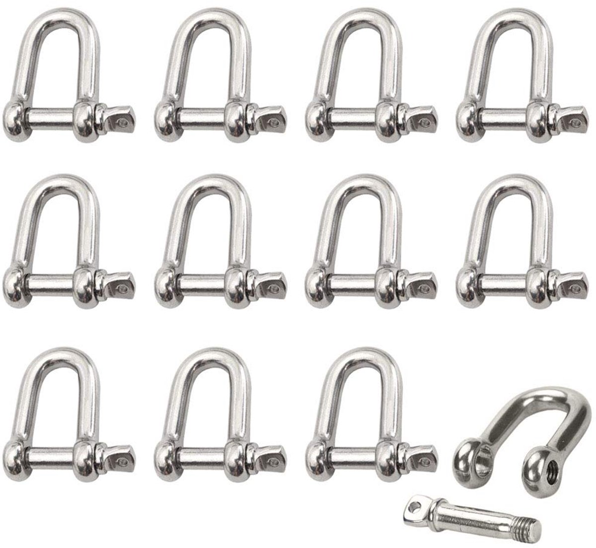 roestvrij staal 12 stuks M4 beugel roestvrij staal hefbeugel ketting D-ring beugel beugel pin schroef gesp beugel rechte afdichting sluiting voor ketting