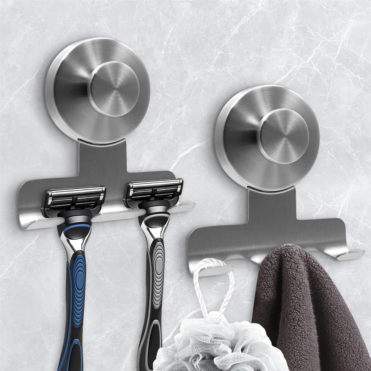 Scheerhouder Douche 2 Stuks - Met Zuignaphaak - Sterke Grip Zonder Boren - Handig voor Badkamer - SnelShoppen
