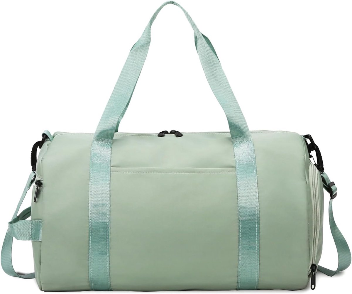 SIM FITNESSX Sporttas met schoenenvak dames heren trainingstas zwemtas reistas voor sport gym fitness weekendreizen, Lichtgroen., 41 x 25 x 25 cm, Sport