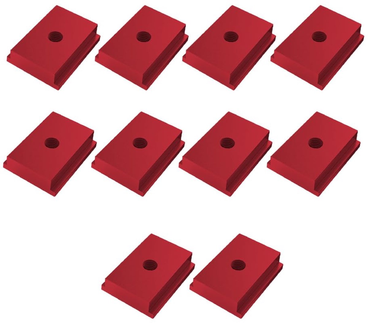 T-rail glijmoeren, T-moermoeren inbus T-moer van aluminiumlegering, houtbewerkingsgereedschap (verpakking van 10 stuks, rood)