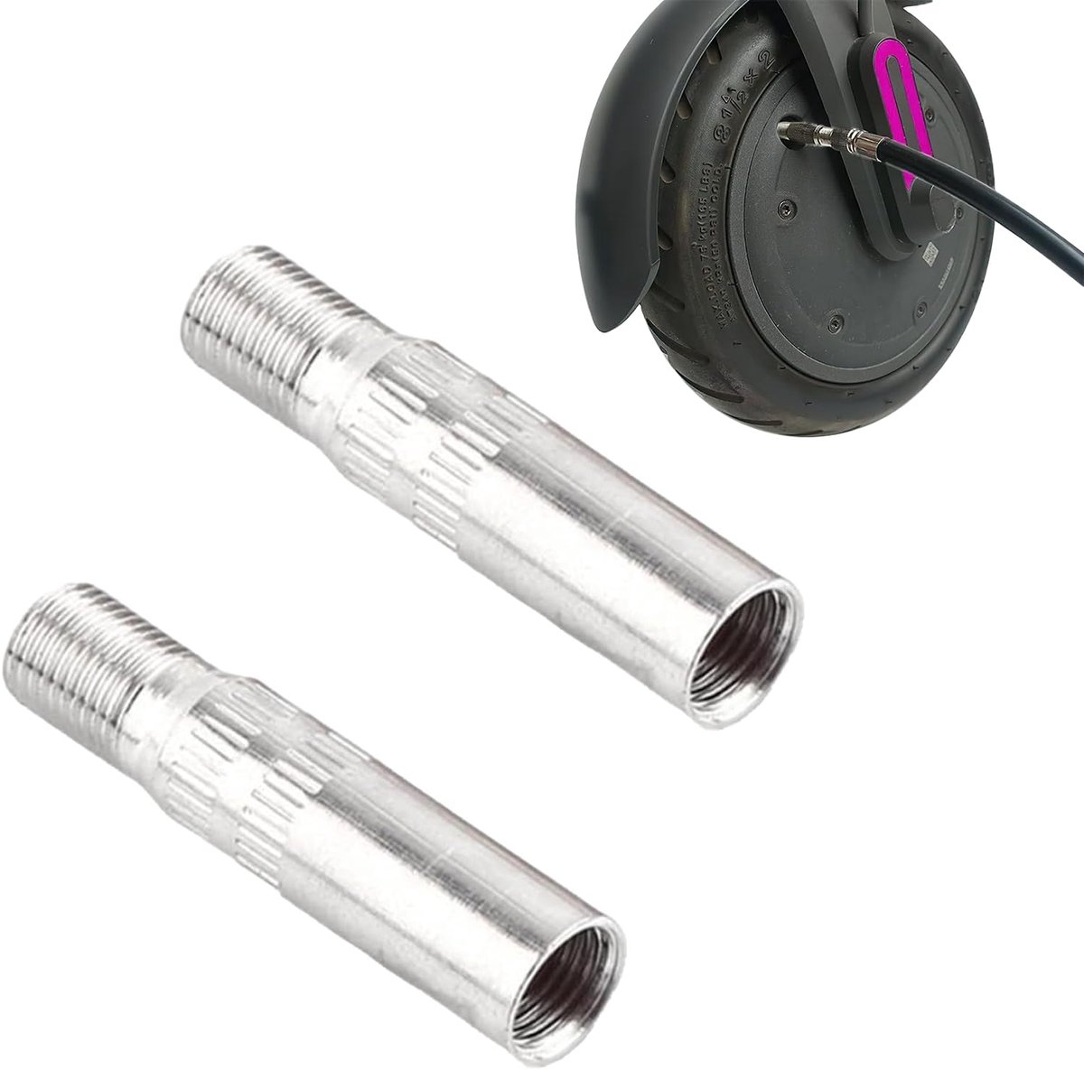 2 stuks ventielverlenging voor banden, 39 mm, van aluminiumlegering, opblaasadapter voor Xiaomi M365, ventielverlenging Xiaomi step, elektrische step, Dualtron, fiets, motorfiets, vrachtwagen, lekvrij