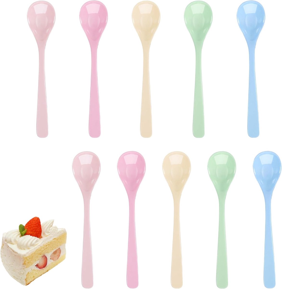 Eierlepels kunststof, plastic lepel klein lange steel (16 cm) | Kleine plastic lepel veelzijdig te gebruiken als ijslepel, soeplepel en koffielepel voor dranken, ijs en alle gerechten