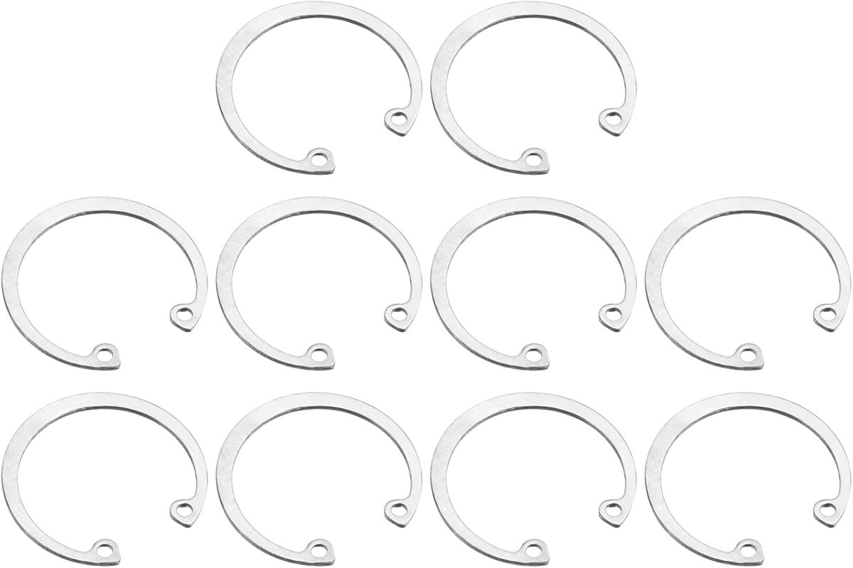 10 stuks veerringen, 42 mm, binnenborgring, veerring, 304 roestvrij staal, binnenveerring, veiligheidsringen, C-clips voor groefassen, bouten, zilverkleurig