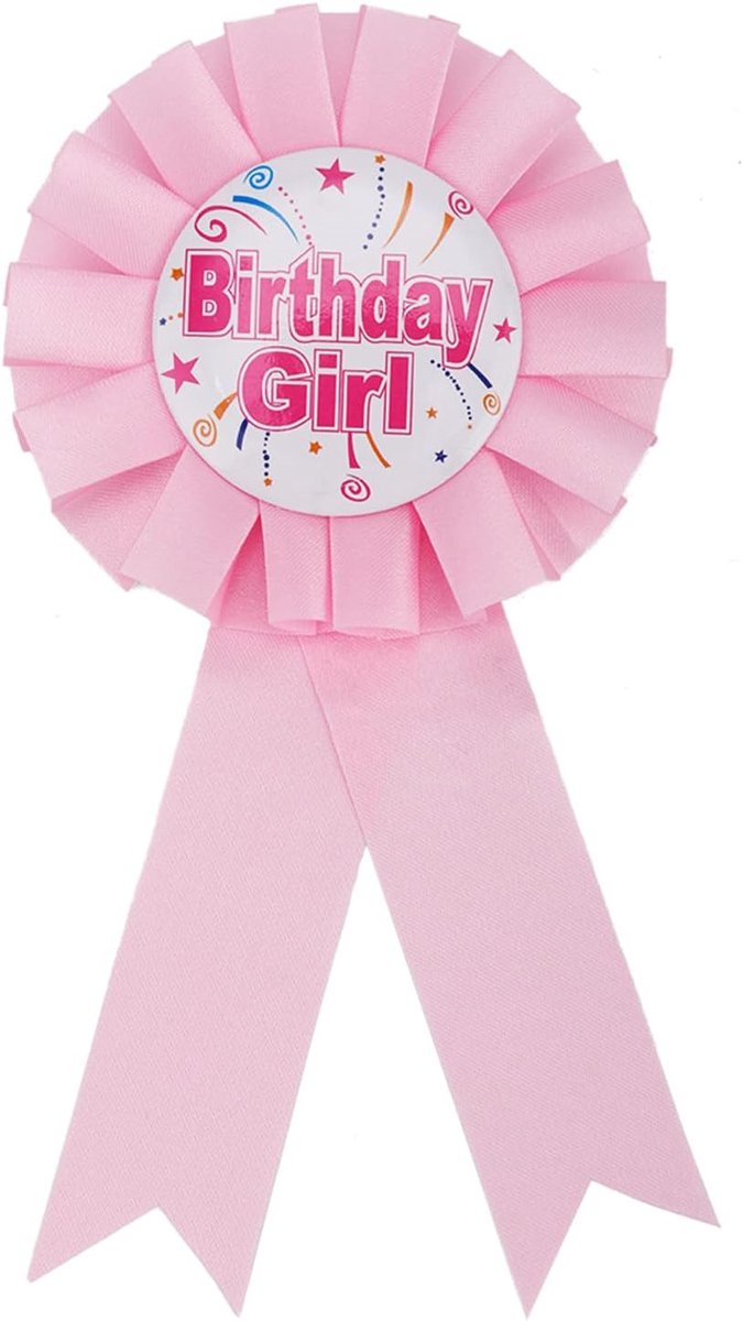 Birthday Girl, Happy Birthday-Speld met Satijnen Lintknop voor Meisjes Feestkleding Decoratiebenodigdheden en Cadeaus (Roze)