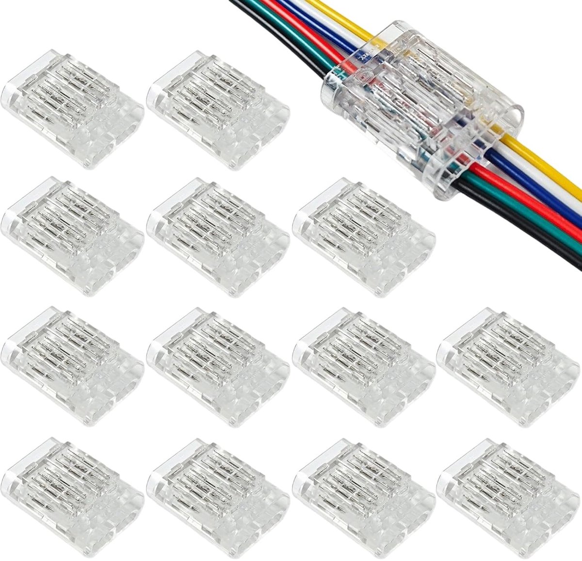 6-polige kabelverbinders 10 stuks soldeervrije snelverbinders voor draad-naar-draad 0 35 0 5 mm² (AWG22-20) transparant 6P elektrische connectoren
