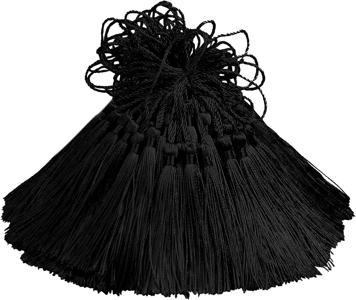 100pcs 13cm Handgemaakte Craft Kwasten voor DIY Bladwijzer Sleutelhanger-Zwart | Zijdeachtige Hanger Kwastje Voor Garland Graduation Cap Gordijnen Sieraden Naaien Kussens Party Decoratie Home Decor