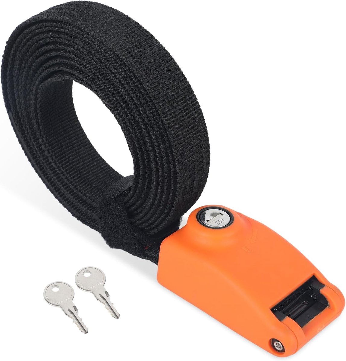 spanriem, sjorband met ingewerkte 3 stalen kabels, diefstal, voorkomt bevestigingsband met slot en sleutel voor dakkoffer, daktent, motorfiets, auto, SUP, surfplank, kajaks, 3 m oranje