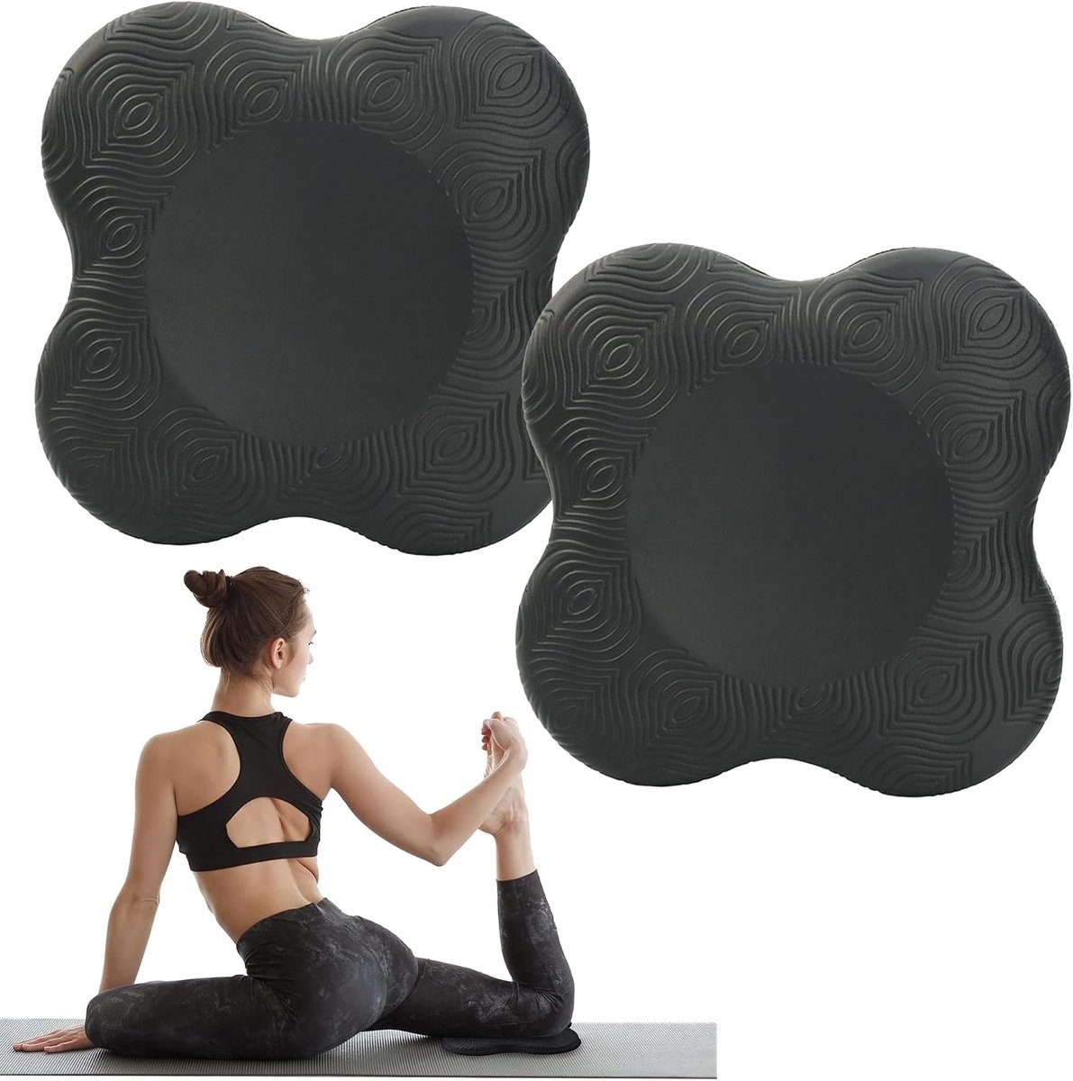 2 stuks yoga-kniebeschermers, antislip yogamat, 20 x 20 cm, draagbaar yogakussen voor yoga, kniebescherming, gymnastiek, pilates, aerobics