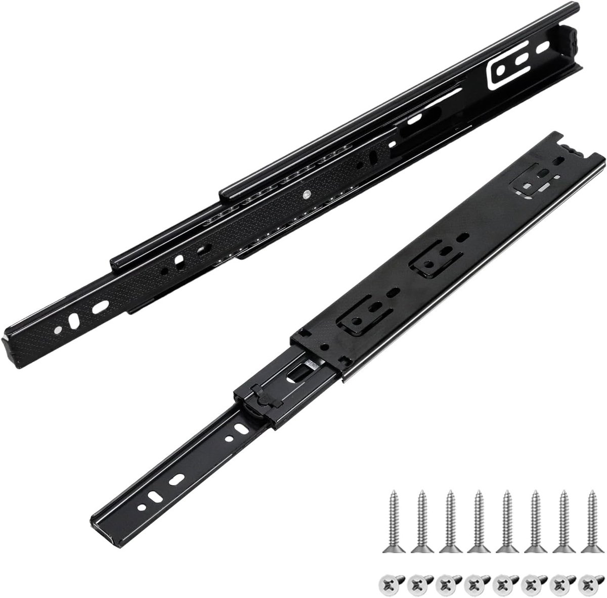 2 stuks kogellagergeleiders 250 mm, kogellager metalen zwarte geleidergeleiders rails spoor, 25 cm volledige verlenging ladegeleider, zwaar belastbaar 45 kg