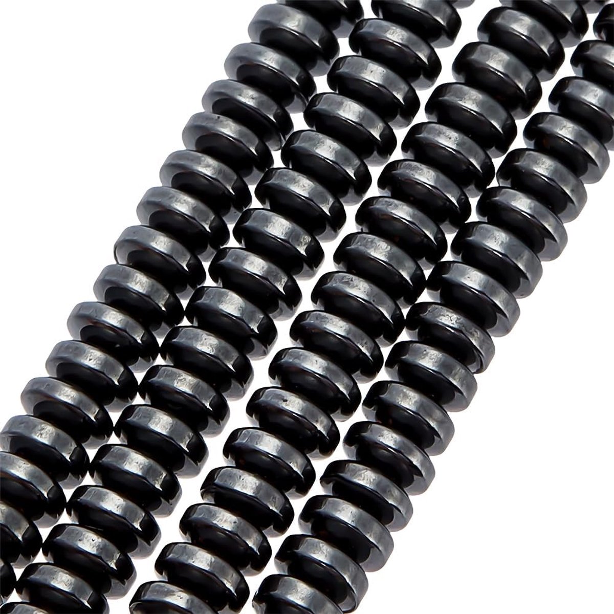 Kralen, 1 streng zwarte obsidiaankralen, 4 mm, platte ronde muntschijven, imitatieedelsteen, losse afstandhouders voor oorbellen en armbanden