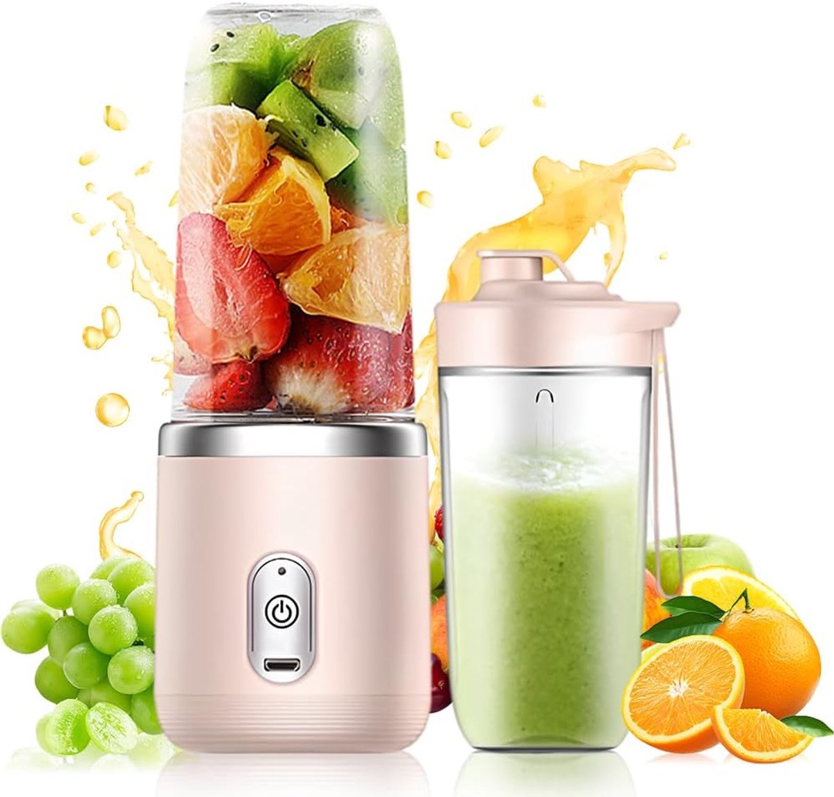Mixer 400 ml draagbare blender met reservebeker USB oplaadbare mixer smoothie maker om mee te nemen staande mixer klein met 6 messen mini-blender voor milkshakes sappen