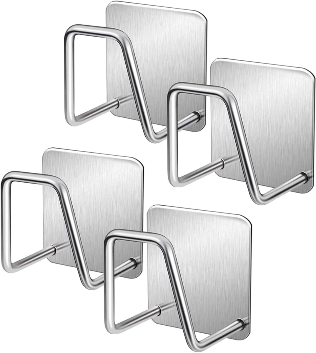 4 stuks roestvrijstalen sponshouders, zelfklevende spoelbakhouder met dubbelzijdig kleefpad, voor sponzen, doeken en pannendeksels, waterdichte sponshouder, spoelbak