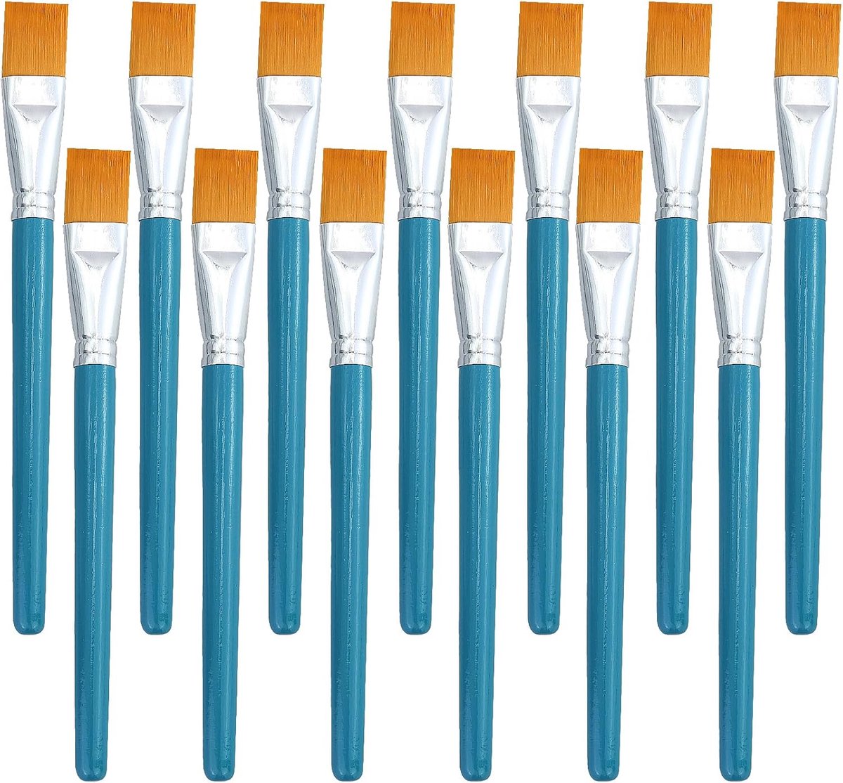13 stuks kwasten, acrylverf, platte acrylkwasten, 24 mm brede grote nylon kwasten, gedetailleerde kwasten, blauwe kwastenset, voor kunstenaars, volwassenen, studenten, acrylschilderen, olieschilderen,
