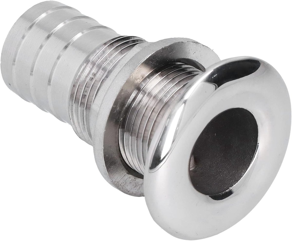 316 RVS Thru Hull Fitting, Boat Thru Drain Connector Fittings Straight Drain Marine Thru Hull Fittings Drain Joint Voor 1in Slang Waterafvoer Plug Voor Marine Boat Yacht Sail