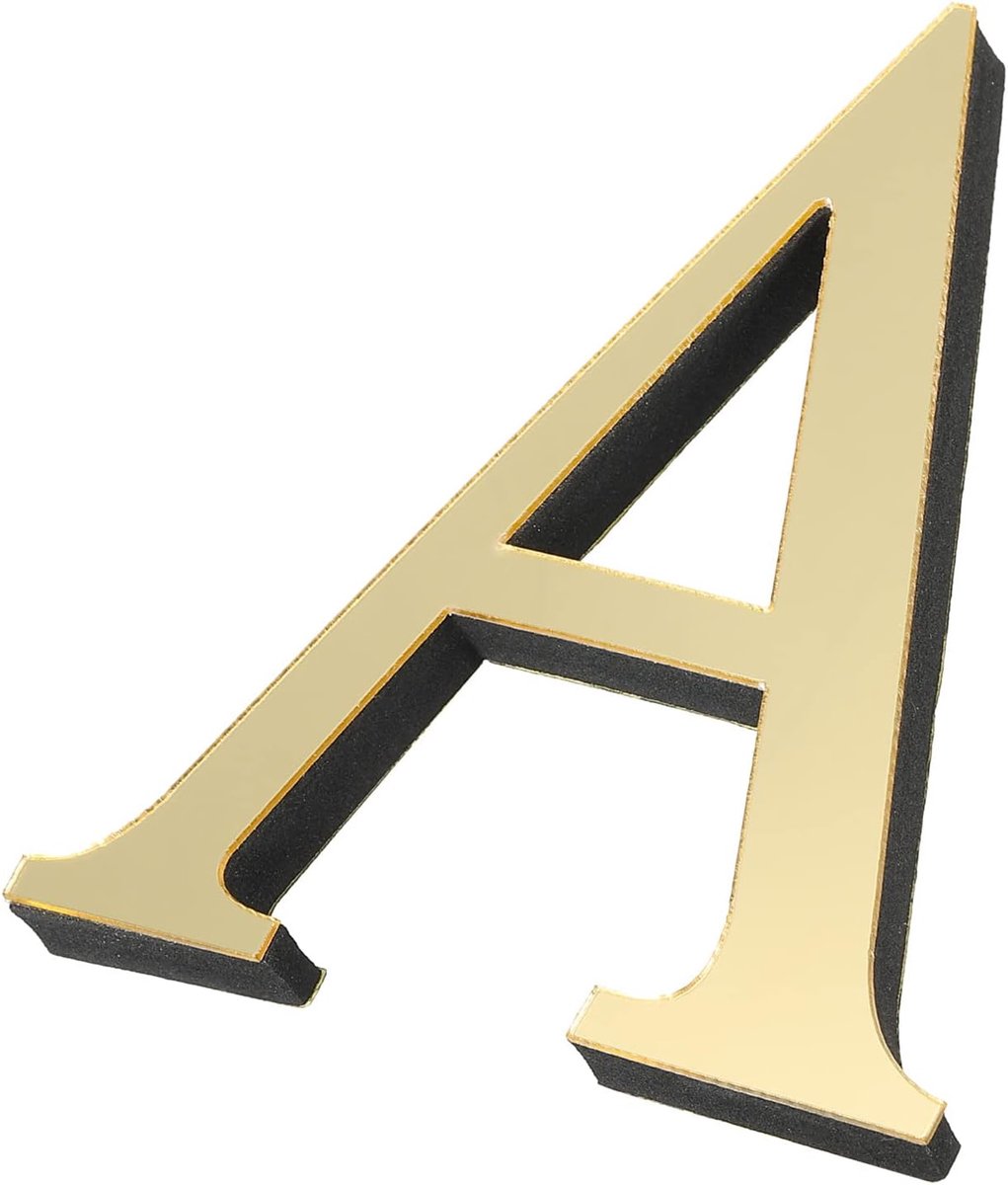 3D Acryl Alfabet Spiegel Muurstickers Letter A Zelfklevende Thuisdecoratie Letter Teken Kunst Sticker Decal voor DIY Thuisdecoratie Licht Goud