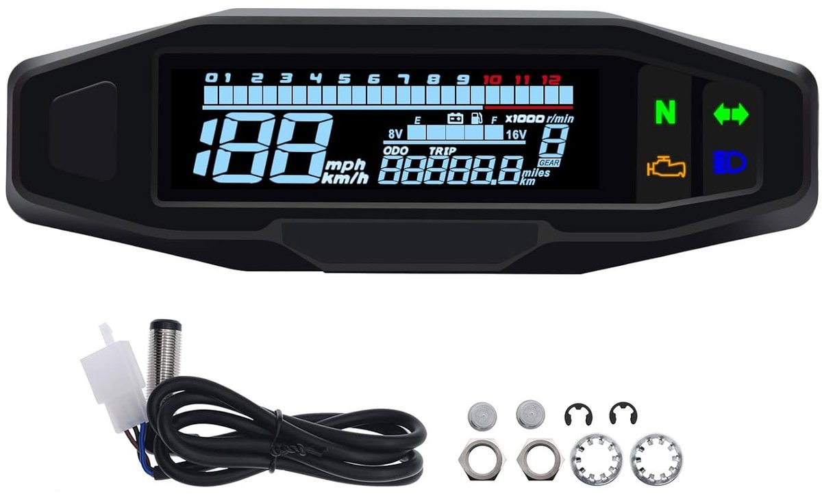 Digitale snelheidsmeter voor motorfiets met lcd-display, kilometerteller met sensor