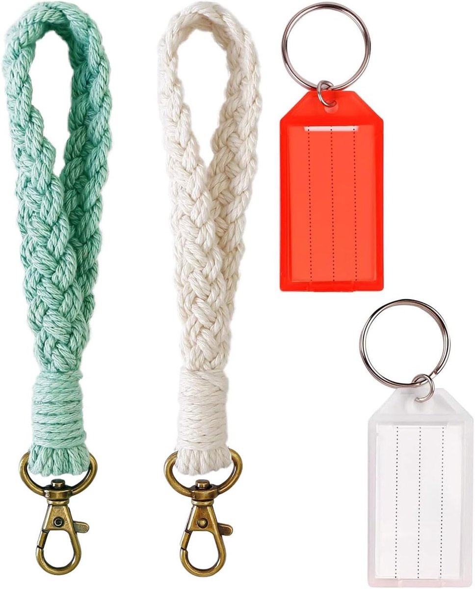 Dames, met kwastjes, handgemaakte armband, 2 stuks, met kwastjes, met 2 handgeschreven bordjes