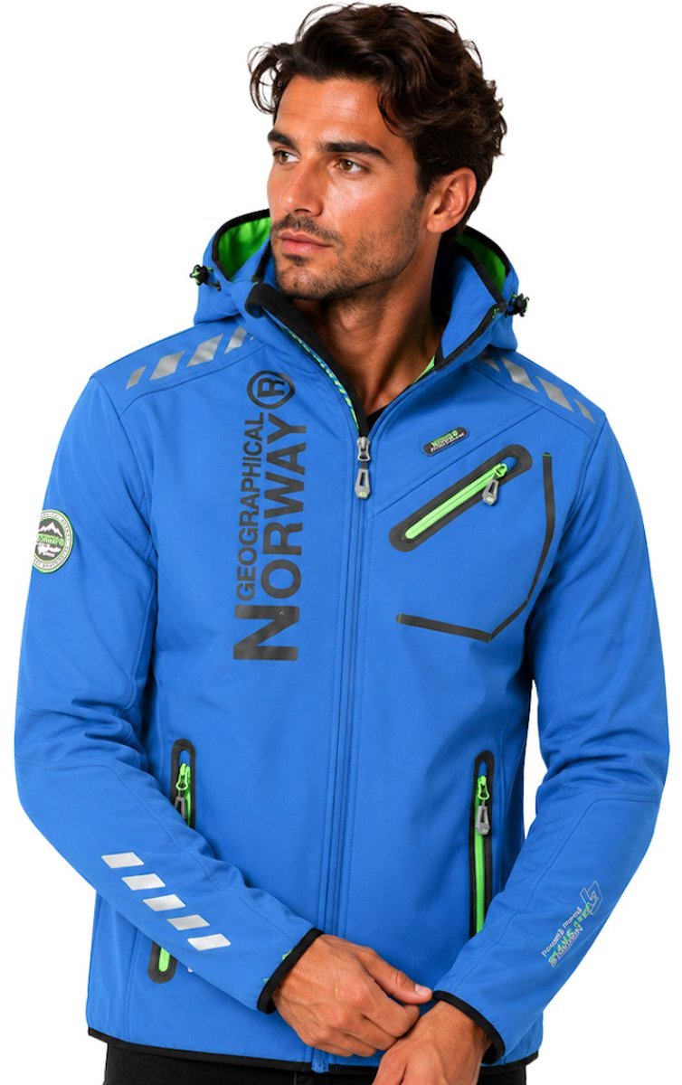 Geographical Norway Royaute Softshell Jas Royal Blue/Green - S