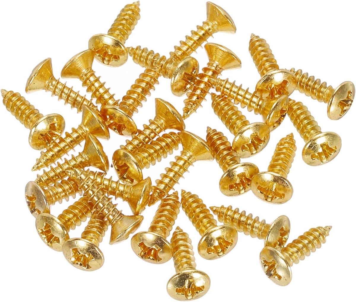 30 stuks 3 mm schroeven voor elektrische bas gitaar montageschroef voor krasbestendige plaat voor gitaar SQ TL, goud