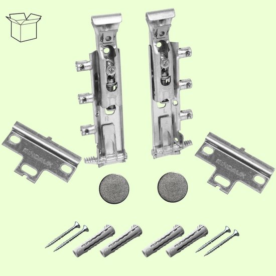 TRASER-6 Paar Verstelbare Onzichtbare Hangers voor Opgehangen Meubels - DIN 68840 Gecertificeerd - Nikkel Materiaal - 65kg Draagvermogen - Eenvoudige Installatie - Complete Montageset — afbeelding 5