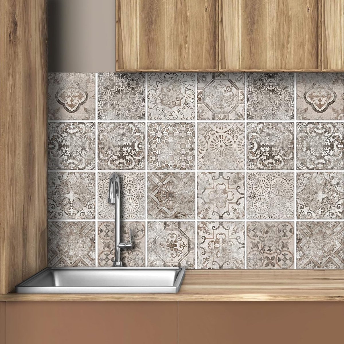 Tegelstickers Plak-op Wandtegels voor Badkamer Keuken Peel and Stick Achterwand Tegels Zelfklevende Muurvinyltegels Waterproof Oliebestendig DIY T1015