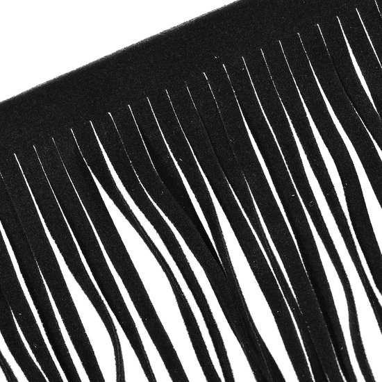 1 yard 15,24 cm PU lederen fringe trimmen dubbelzijdig leder naaien kwastje fringen voor knutselen naaien jurk kunsthandwerk rok decoratie zwart — afbeelding 2