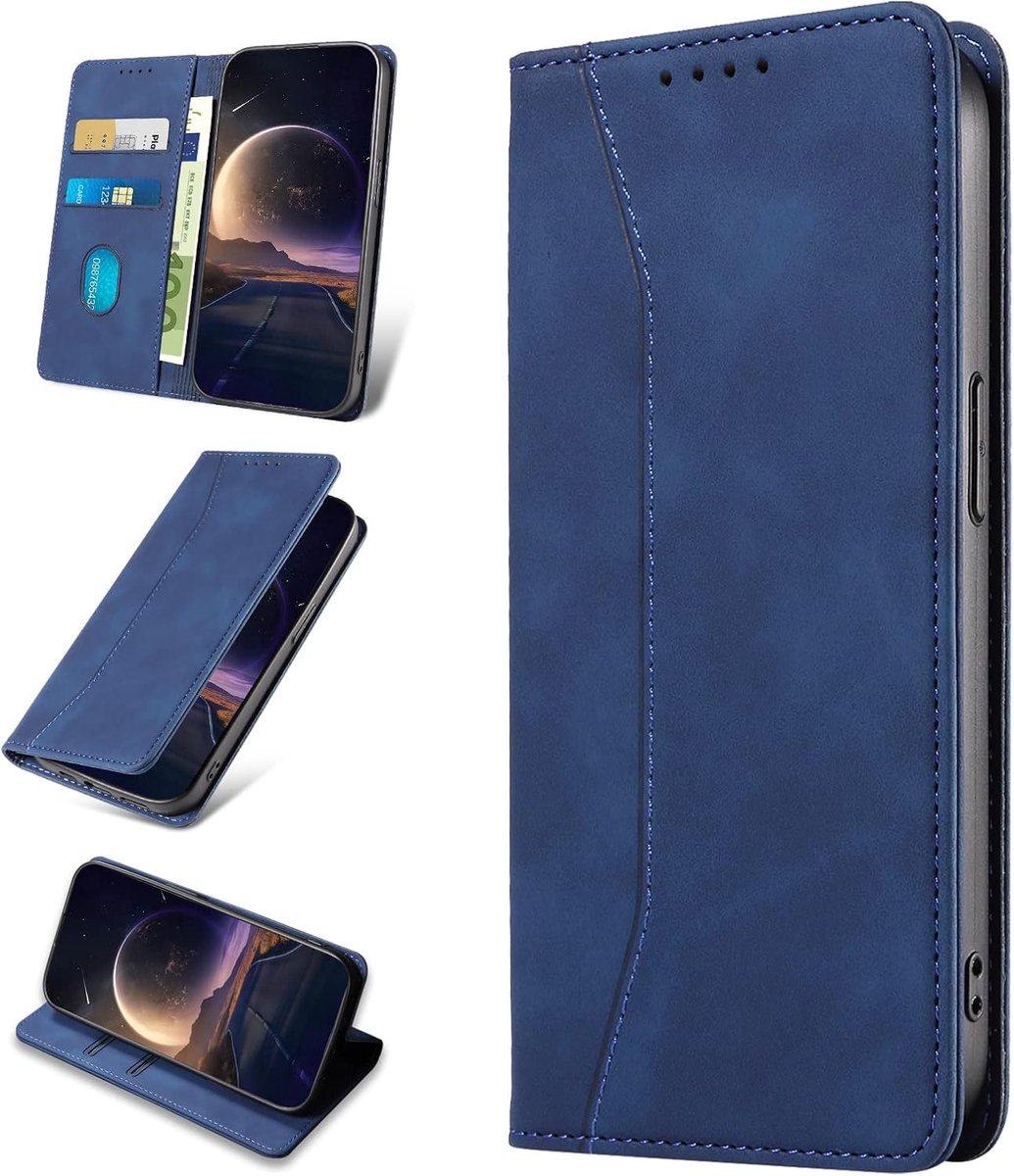 Hoesje voor Oneplus 10T 5G, Hoogwaardige Kunstleren Bookcase Hoes met Pasjeshouder, Telefoonhoesjes Wallet Case voor Oneplus 10T 5G (Blauw)