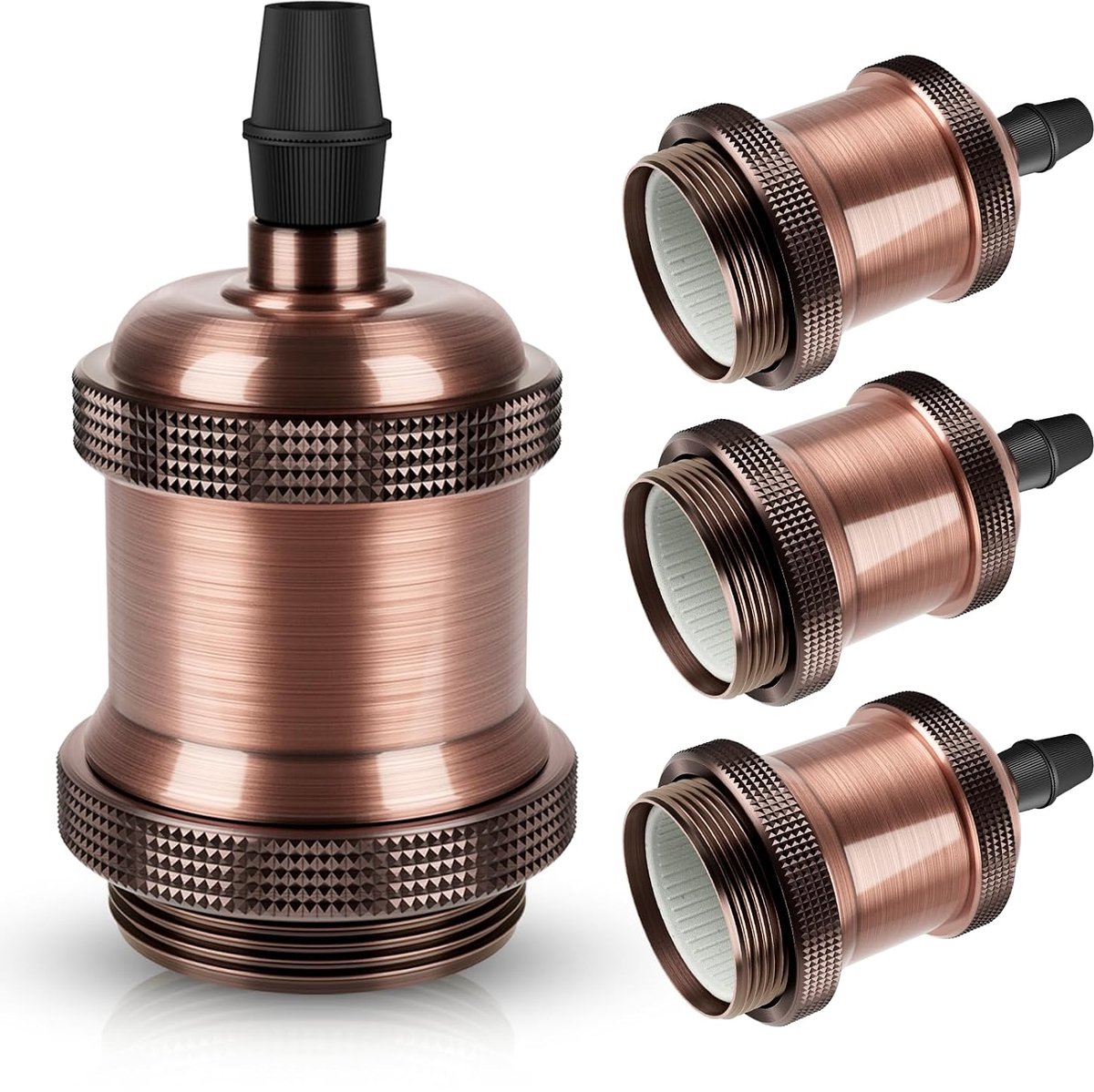 E27 Vintage solide lamphouder Keramische lamphouder Edison Schroef gloeilamp Socket Adapter, Rood koper van 4 Stuks