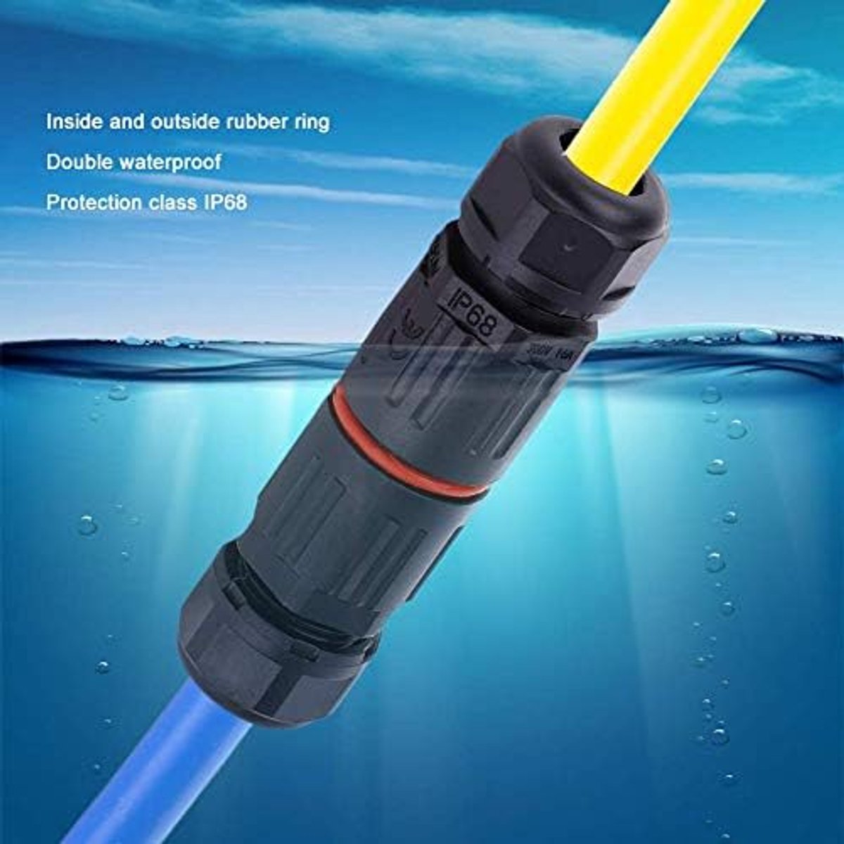 10 Stuks Ip68 Waterdichte Elektrische Connector 3-pins Vlamvertragende Nylon Aansluitdoos Voor Voeding Netwerk Communicatieapparatuur Verlichting 0.5mm²~2.0mm²