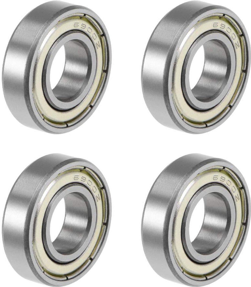 sourcing map 6900ZZ Diepe groefkogellager Z2 10 mm x 22 mm x 6 mm dubbel afgeschermd koolstofstaal 4 stuks