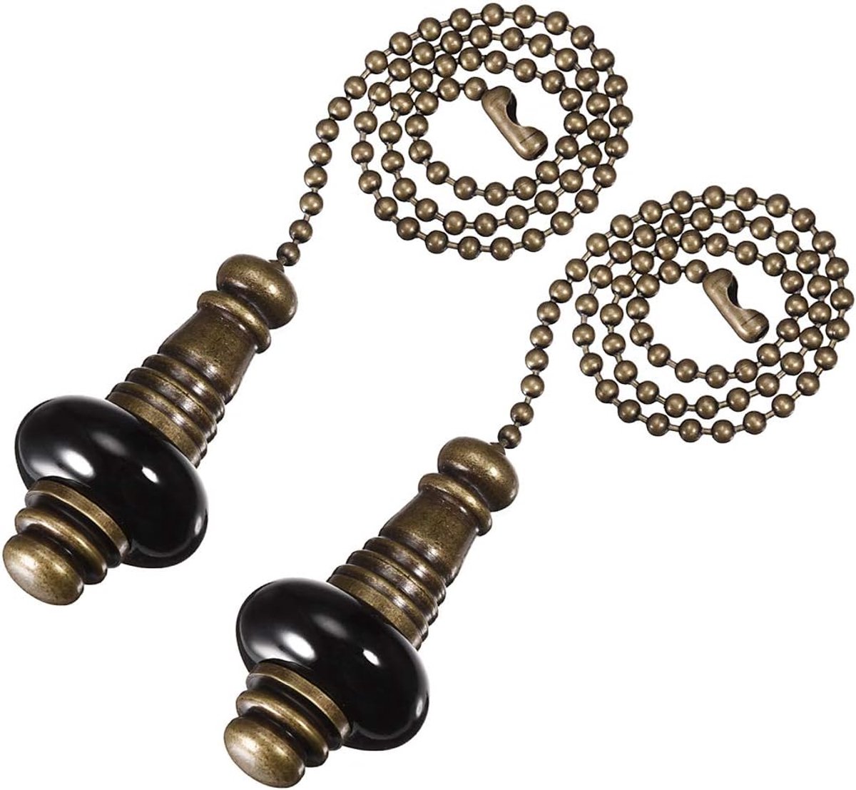 sourcing map Keramische zwarte hanger 30,5 cm antieke messing afwerking trekketting voor verlichtingsventilatoren 2 stuks
