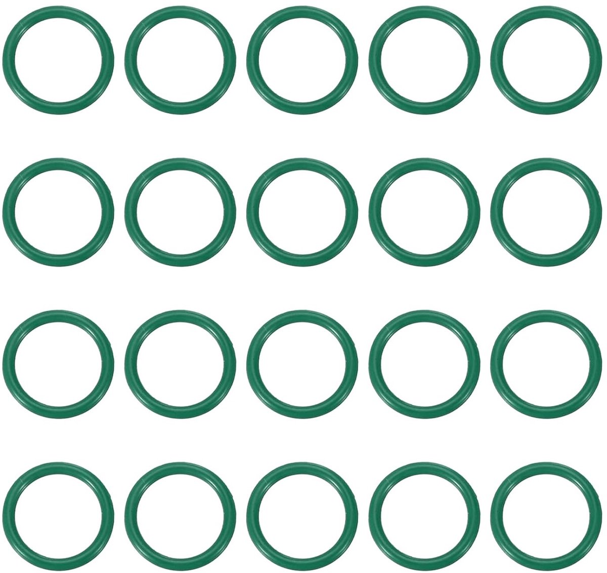 O-ring van fluorescerend rubber, 13,5 mm OD 10,5 mm ID 1,5 mm breed, 20 stuks, FKM metrische afdichting, vervanging voor sanitair, ventielen, kraanbuizen, groen